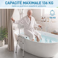 Banc de Transfert Baignoire, Hauteur Réglable à 10 Niveaux, Large Assise, Dossier, Accoudoir, 86x60x89-101cm, Blanc - Dawalishop