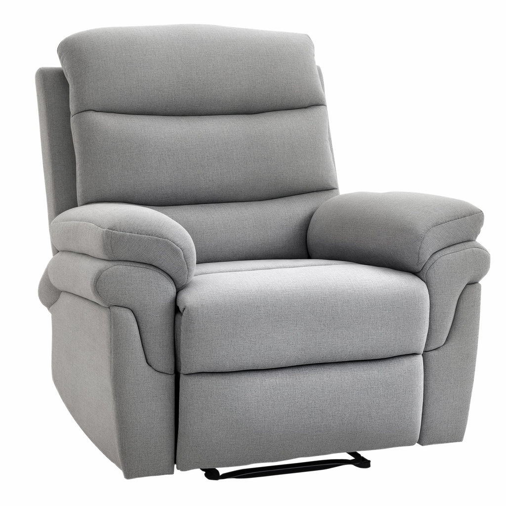 Fauteuil de Relaxation inclinable Manuel avec Repose-Pied Ajustable Tissu Polyester Aspect Lin Gris Clair chiné - Dawalishop