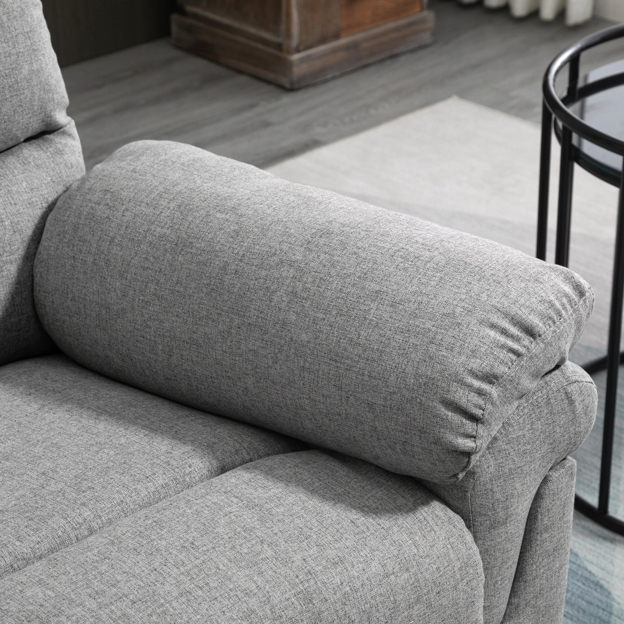 Fauteuil de Relaxation inclinable Manuel avec Repose-Pied Ajustable Tissu Polyester Aspect Lin Gris Clair chiné - Dawalishop