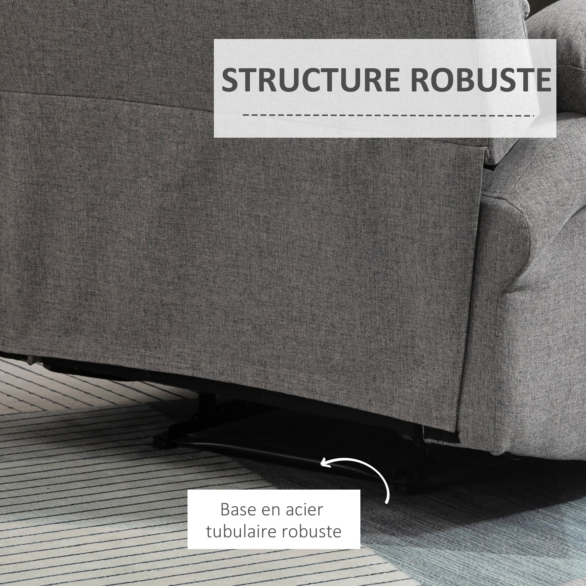 Fauteuil de Relaxation inclinable Manuel avec Repose-Pied Ajustable Tissu Polyester Aspect Lin Gris Clair chiné - Dawalishop