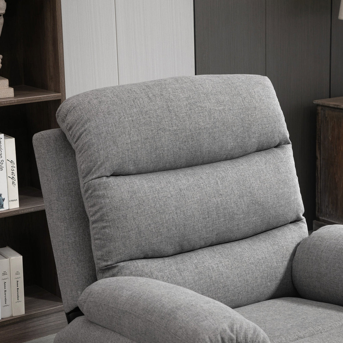 Fauteuil de Relaxation inclinable Manuel avec Repose-Pied Ajustable Tissu Polyester Aspect Lin Gris Clair chiné - Dawalishop