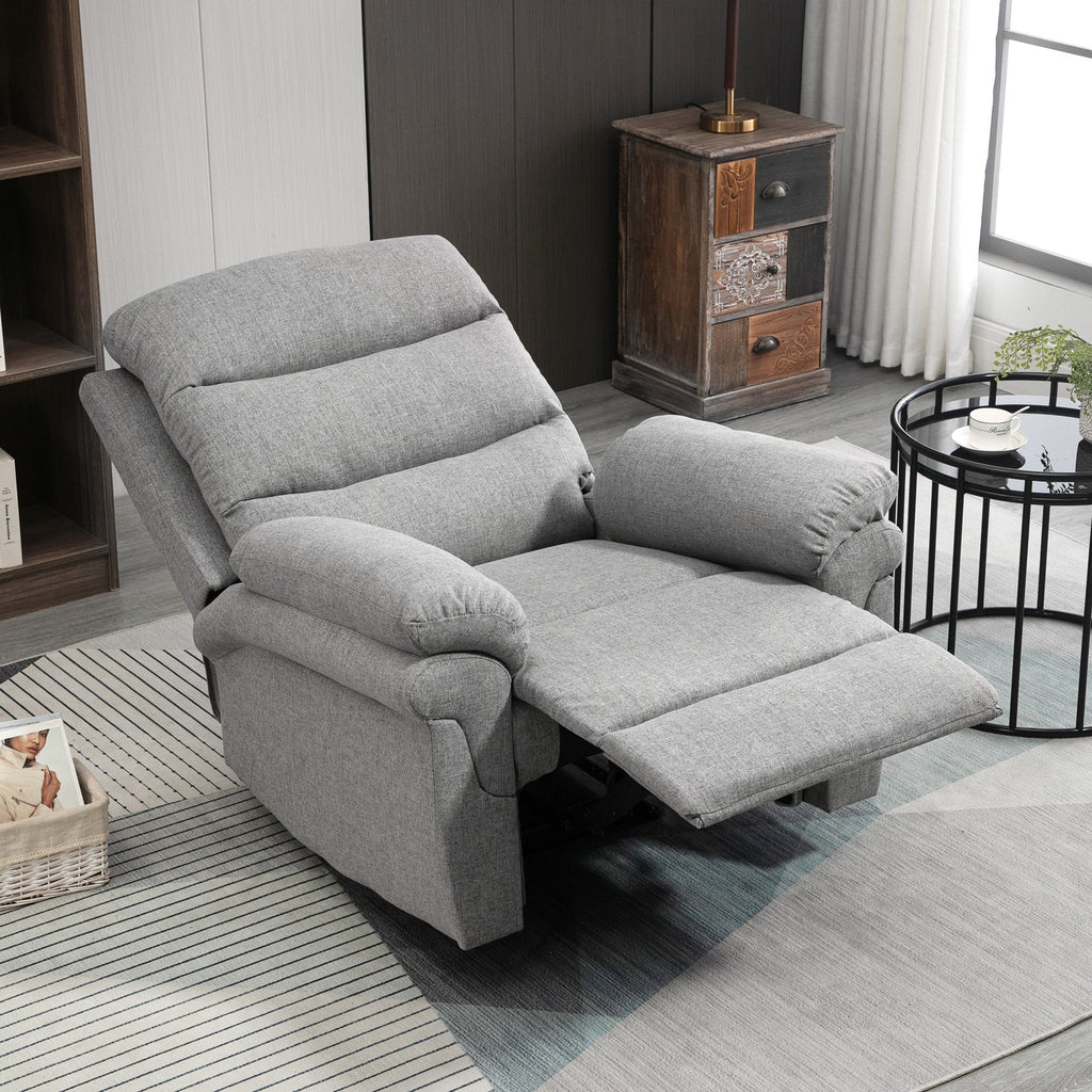 Fauteuil de Relaxation inclinable Manuel avec Repose-Pied Ajustable Tissu Polyester Aspect Lin Gris Clair chiné - Dawalishop