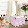 Mallette à maquillage rangement à 3 niveaux avec miroir verrouillage avec 2 clés dim. 20L x 15l x 15H cm rose - Dawalishop