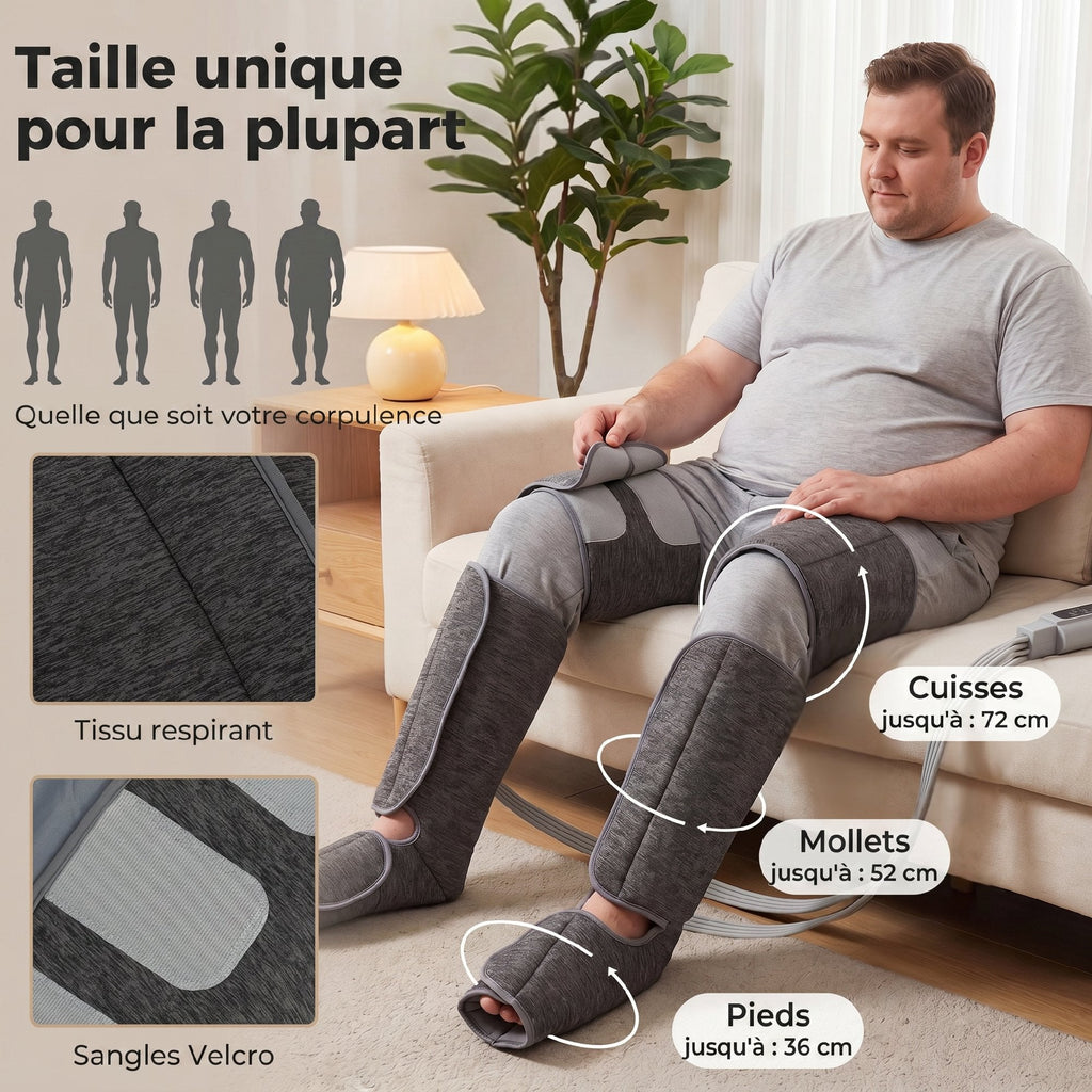 Masseur de jambes, masseur de compression pour les mollets, les genoux, les pieds avec chaleur, 3 modes automatiques - Dawalishop