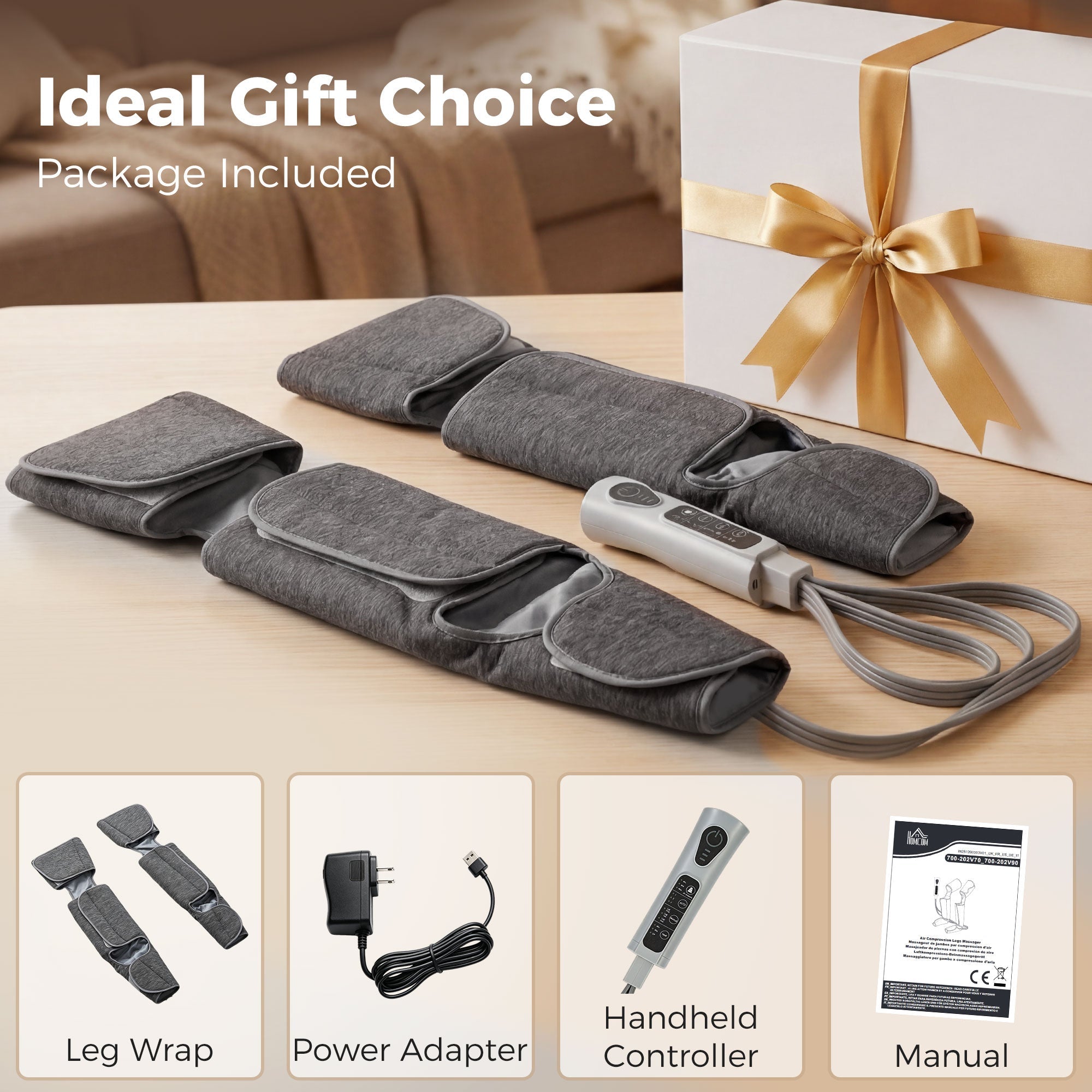 Masseur de jambes, masseur de compression pour les mollets, les genoux, les pieds avec chaleur, 3 modes automatiques - Dawalishop